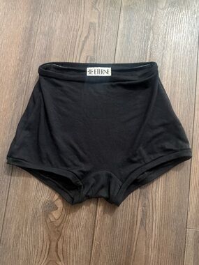 ETERNE High Waisted Boy Short Black Modal Stretch Briefs Small Made In USA